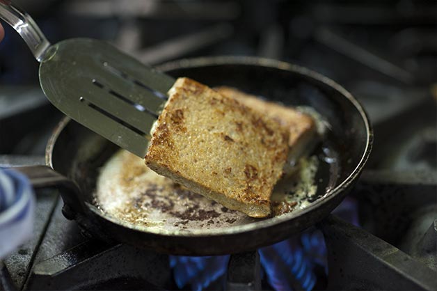 Apple Crumble French Toast with Vanilla Mascarpone and Toasted Oats 