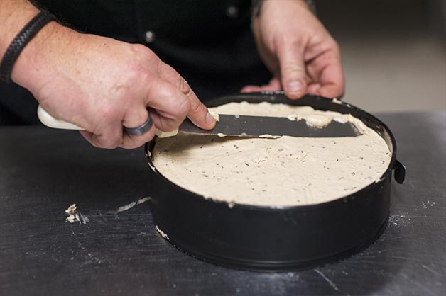 Chocolate Hazelnut Cheesecake Step 5 - Add to Base