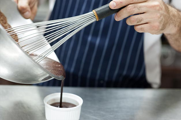 Chocolate Self Saucing Pudding, with Crème Fraiche and Salted Caramel 