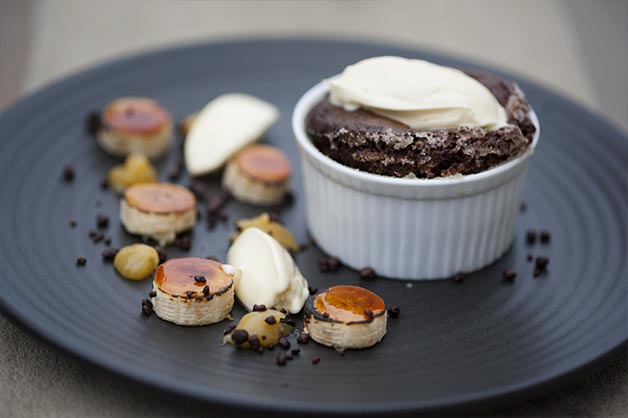 Chocolate Self Saucing Pudding, with Crème Fraiche and Salted Caramel 