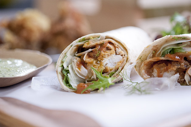 Polenta Crusted Soft Shell Crab Wrap