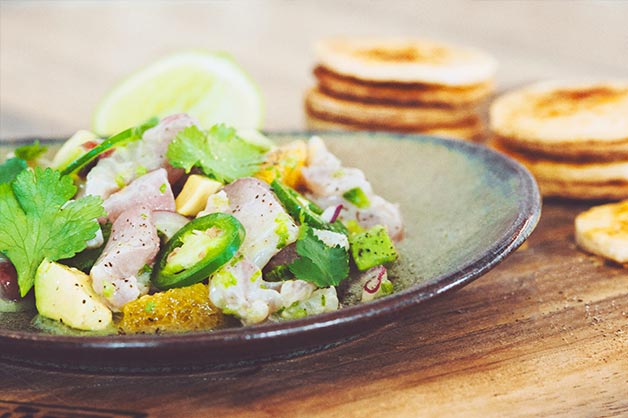 Kingfish Ceviche with Baked Puff Chips