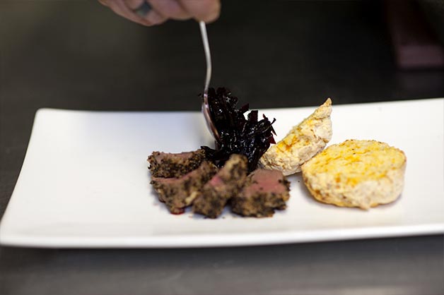 Pumpkin Scone with Peppered Veal Fillet 