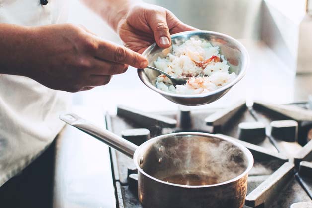 Once cooled, add your picked crab meat