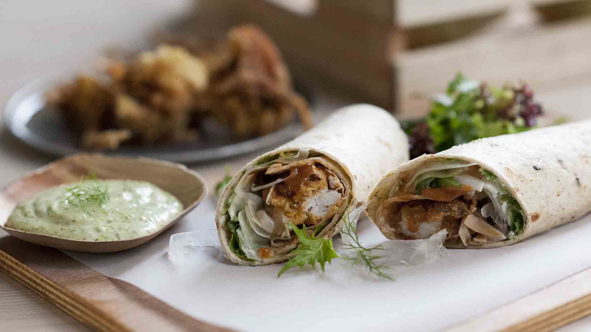 Polenta Crusted Soft Shell Crab Wrap