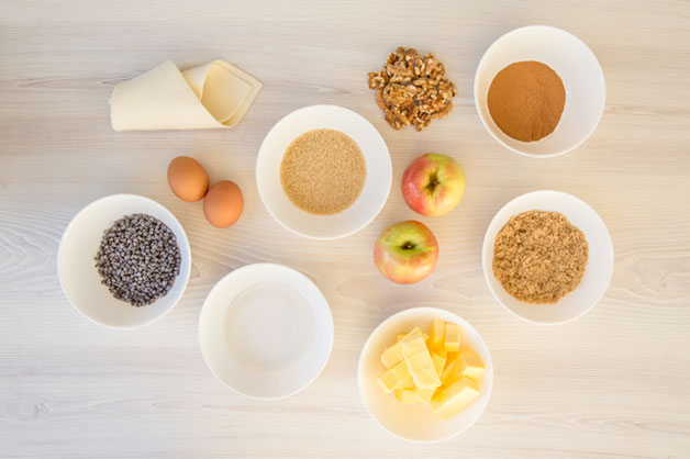 Apple Turnover Ingredients on a table