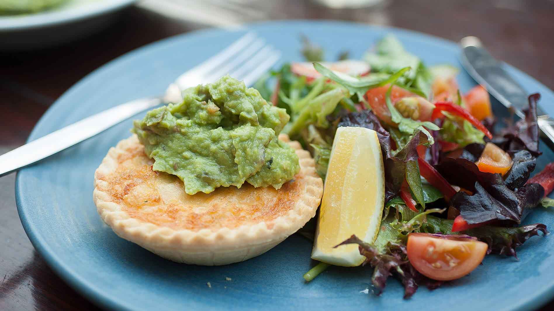 Spiced Mexican Vegetable Quiches served with Fresh Guacamole
