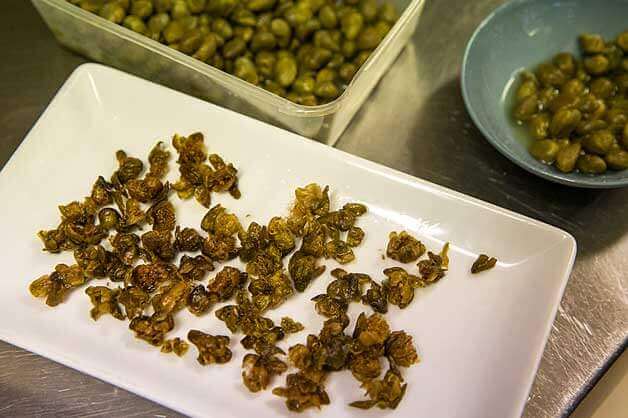 Capers after frying
