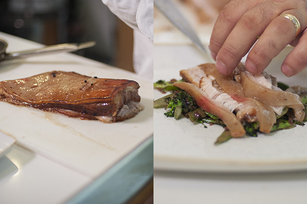 Slicing pork belly