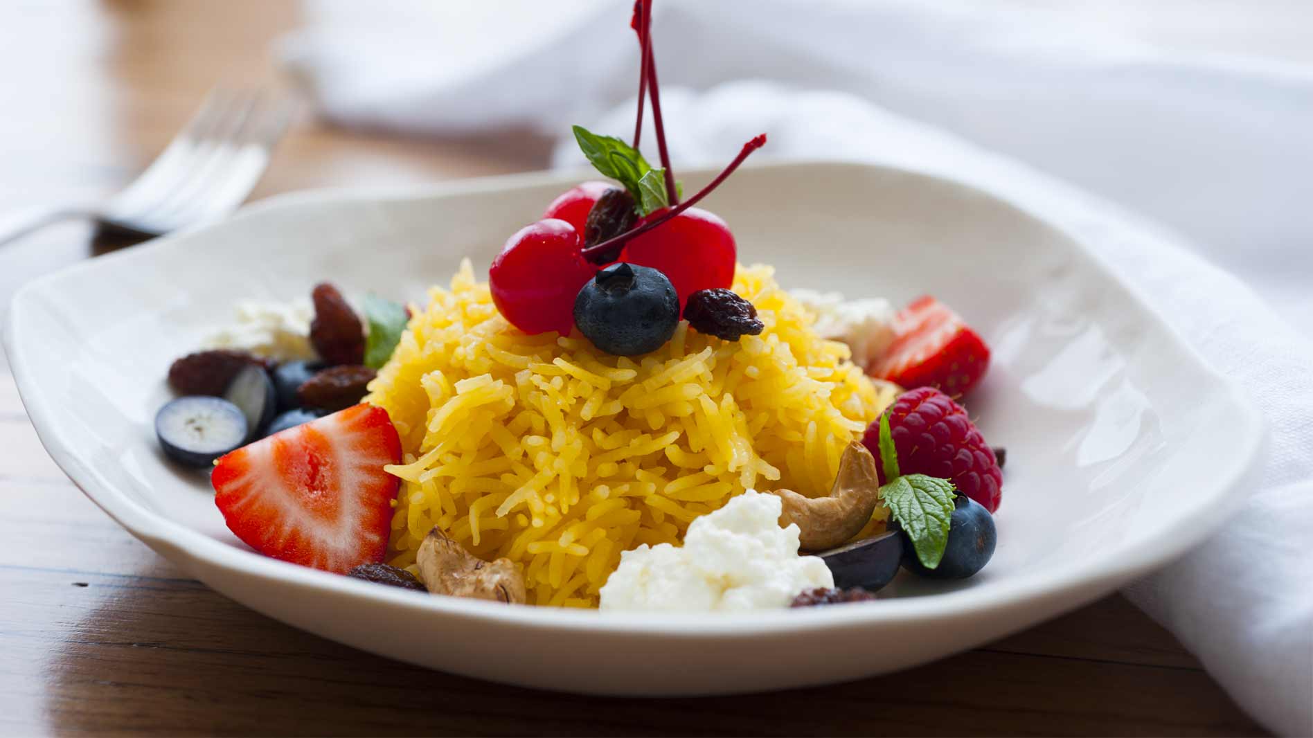 Zarda Rice with Mixed Berries and Cherries