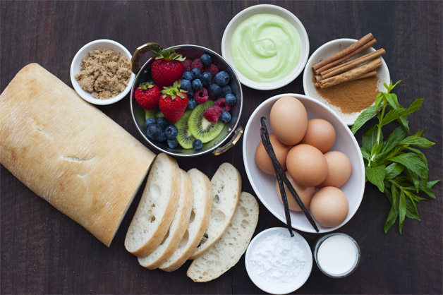 Raw ingredients for French toast