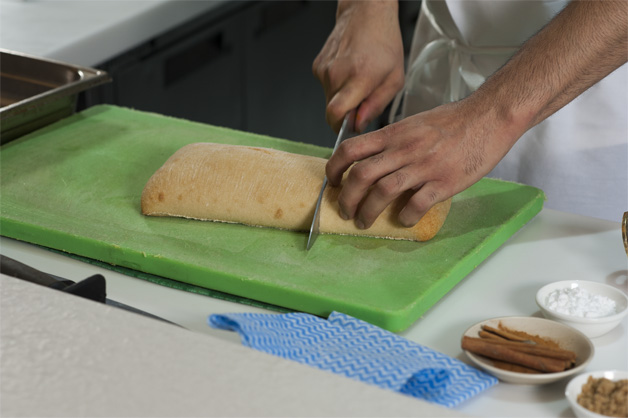 Slicing the bread evenly