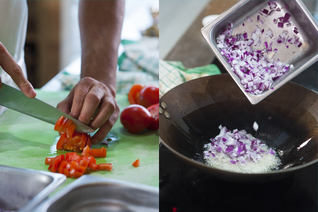 Chopped onions and tomatoes