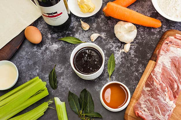 Raw Ingredients For Brisket Pie