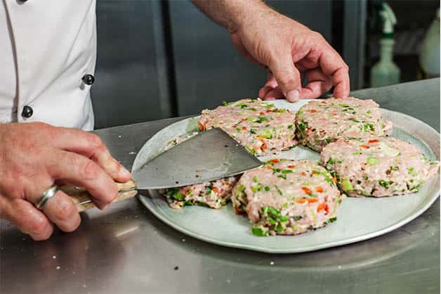 Making the mince into patties