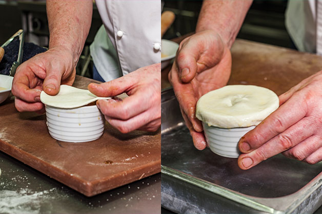 Covering the pie with pastry