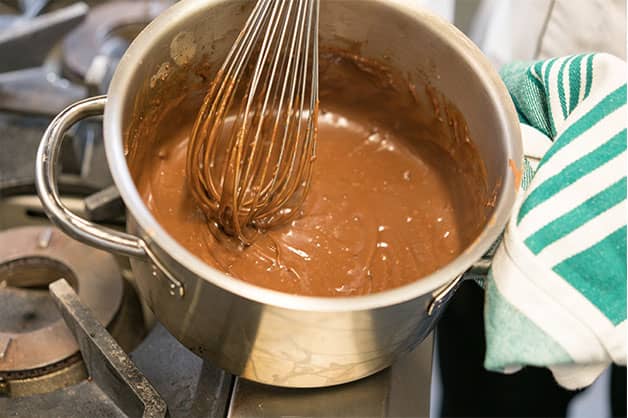 Adding Nutella to the mixture