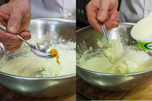 Adding orange zest and whipping