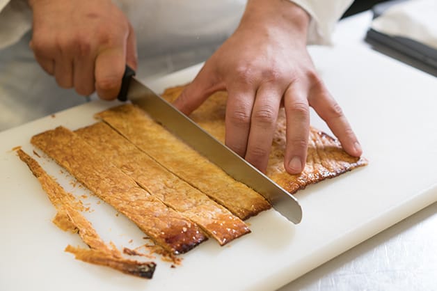 Slicing the pastry