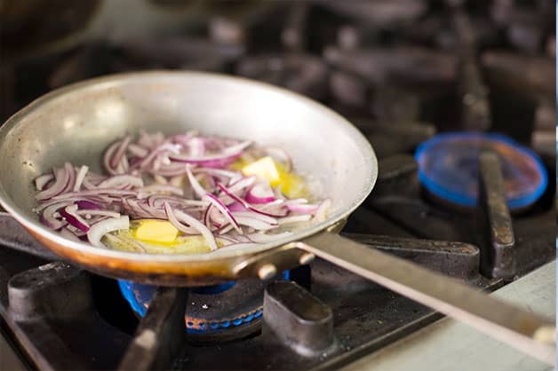 Frying the onions