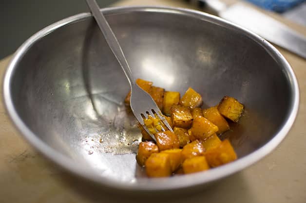 Mashing the pumpkin