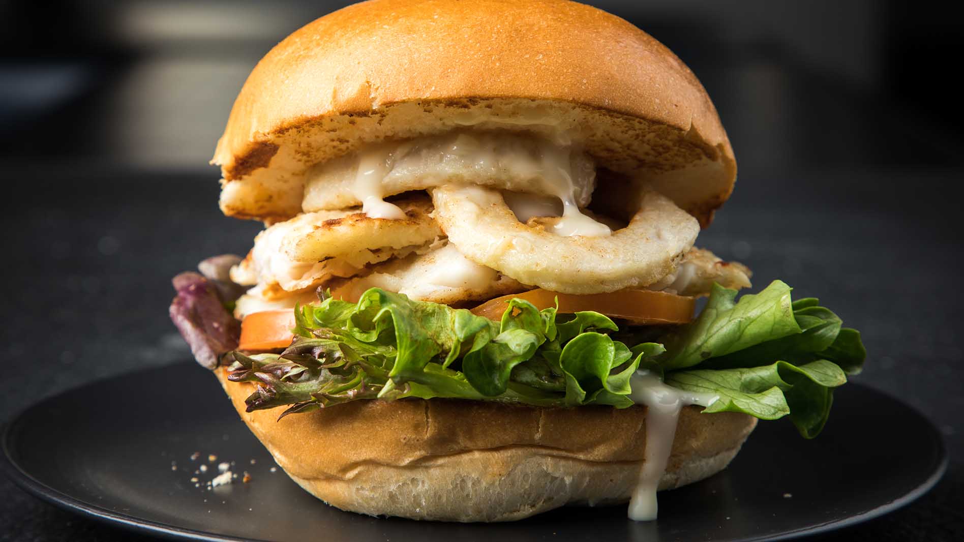 Fish and calamari burger