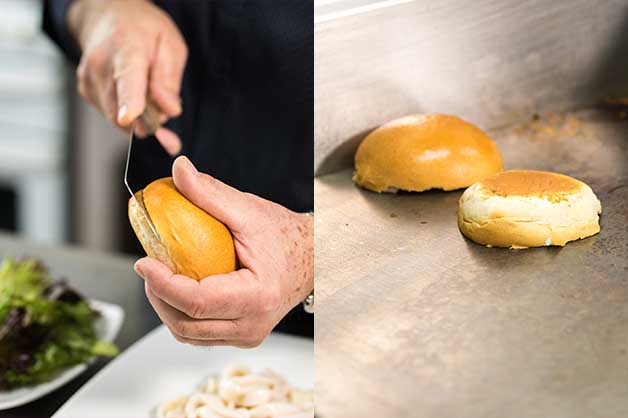 Chef slicing a milk bun