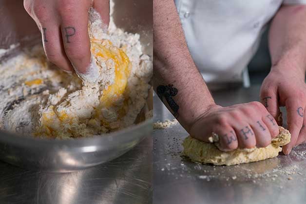 Chef making pasta from scratch