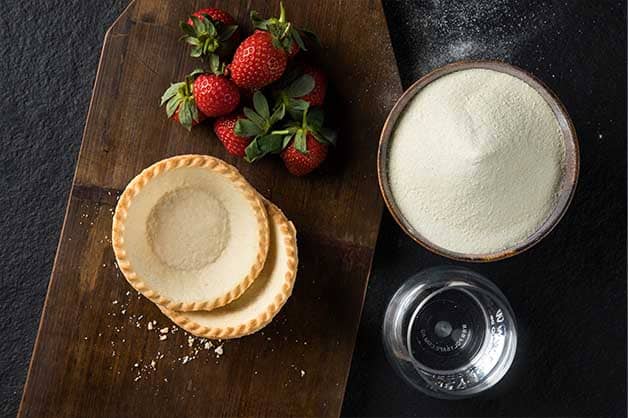 An image of the raw ingredients used for the Strawberry and Custard Tarts