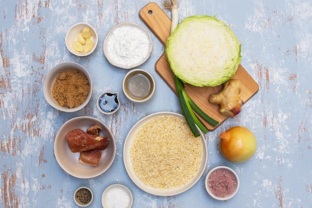 Image of the raw ingredients for myanman pork pot