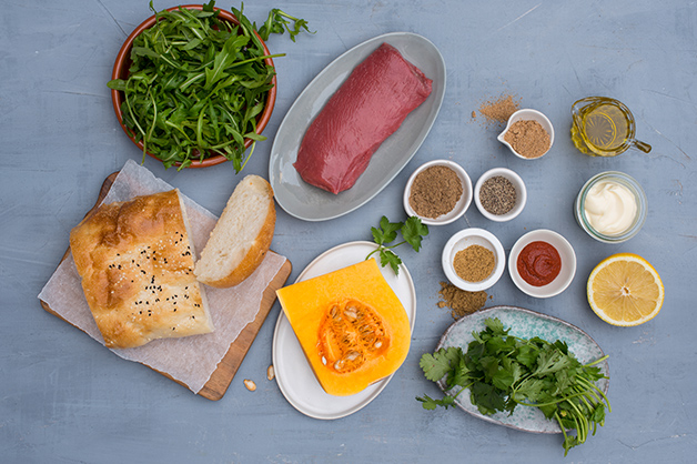 This photo shows the raw ingredients used for the moroccan lamb recipe