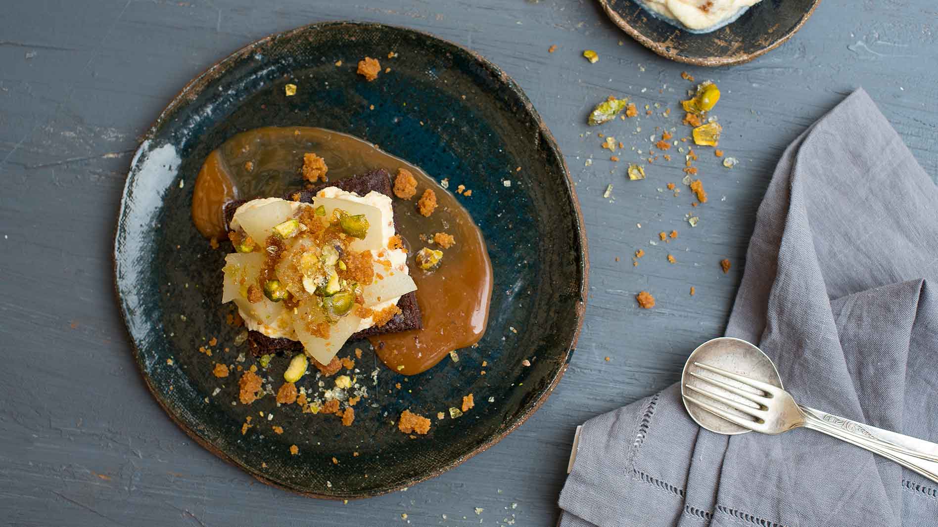 Chocolate Brownies with Salted Caramel & Biscuit Crumb