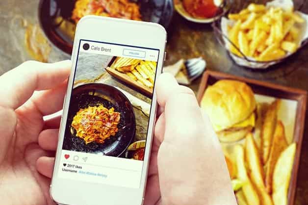 The male is seen posting an image of his good-looking meal to his social media channel