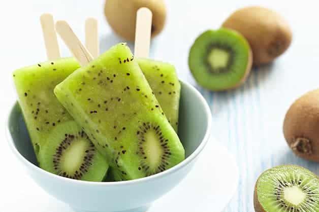 This photo shows two kiwifruit healthy ice creams