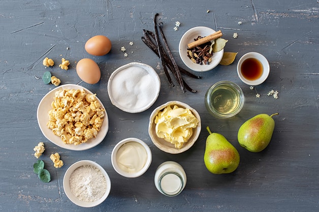 Raw ingredients for the Apple Pithivier served with Anglaise