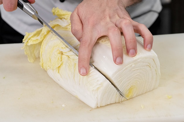 Slicing the cabbage