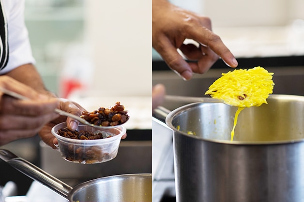 Adding the Goodman Fielder Ingredients Sultanas to the rice