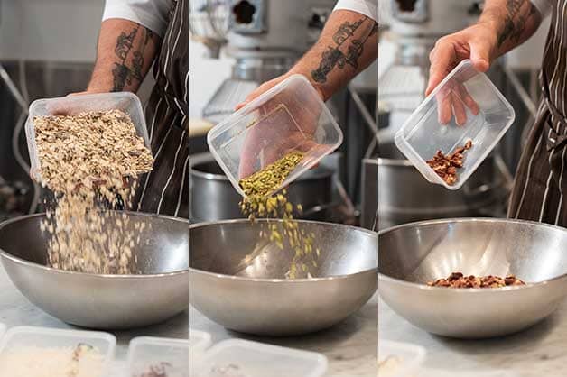 Adding the White Wings Muesli with nuts