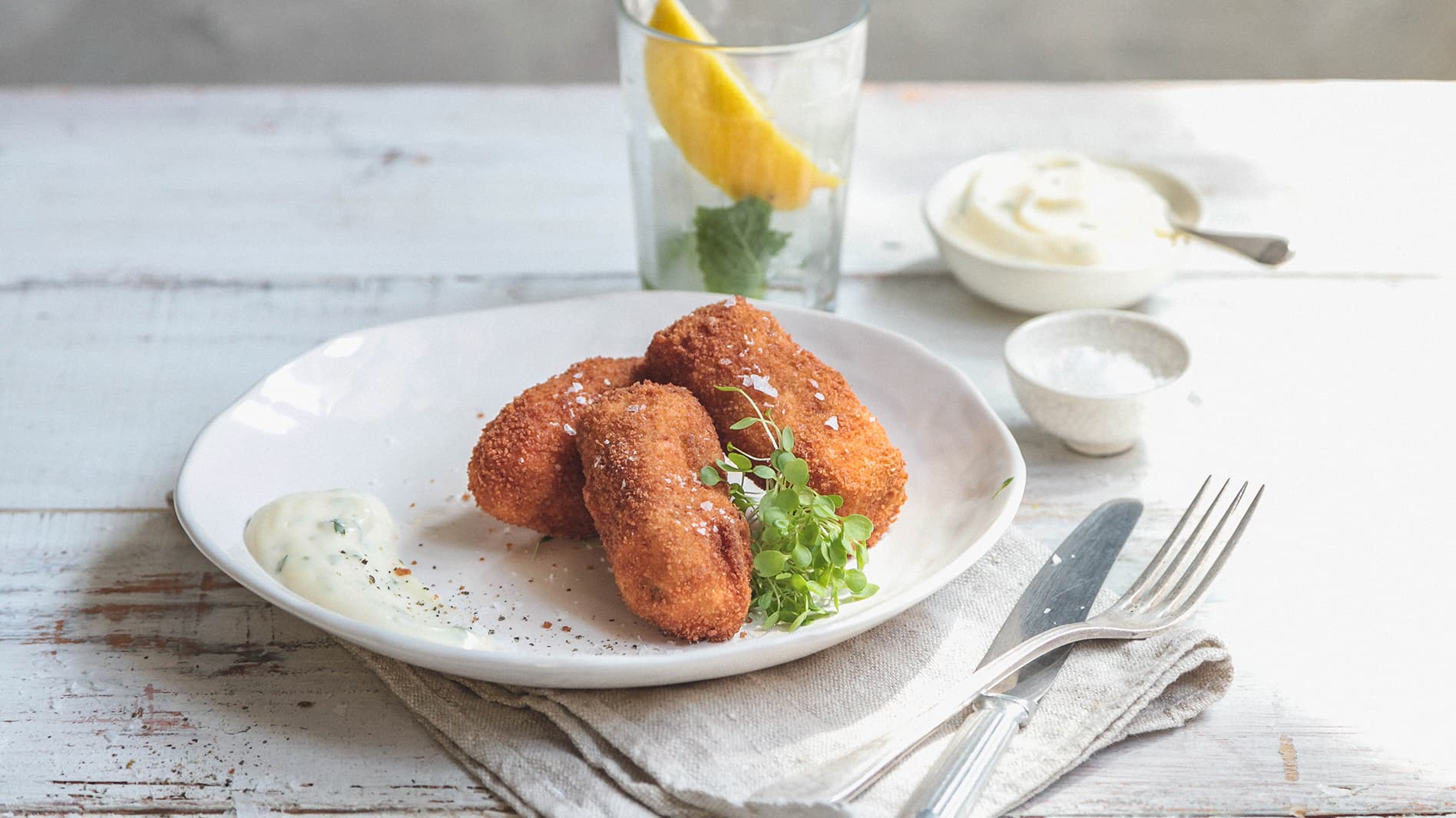 Smoked Trout Croquette Served With Smoked Lemon Mayonnaise