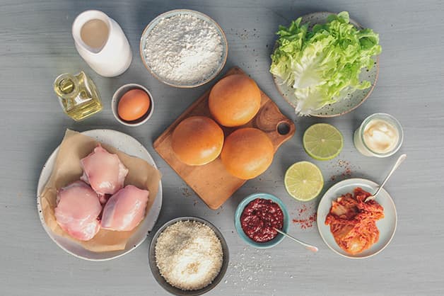 Raw ingredients for Korean Fried Chicken Sliders