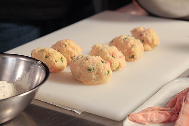 Chef makes the mixture into croquette