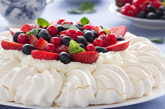 Image of a pavlova with fresh berries