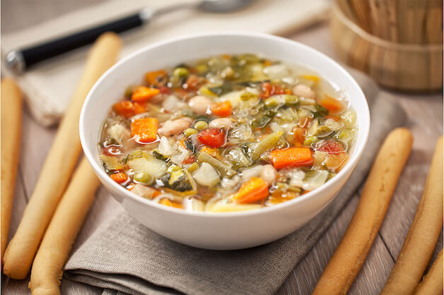 Minestrone soup in a bowl