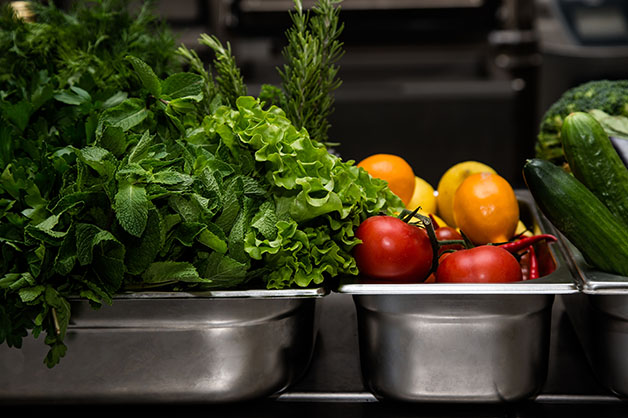 fresh ingredients in servicing trays