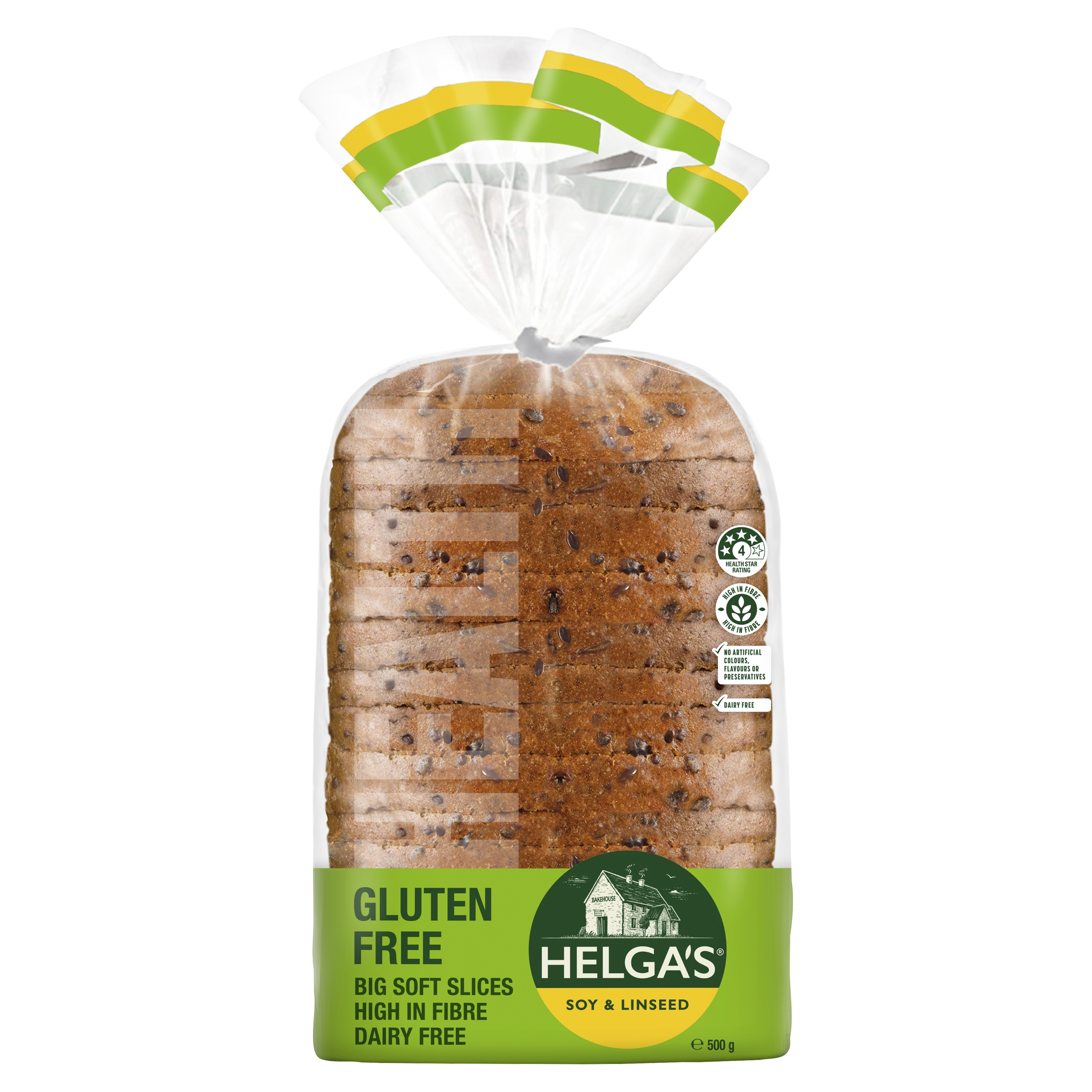 Helgas Gluten Free Bread Slices Soy and Linseed 500 g product photo