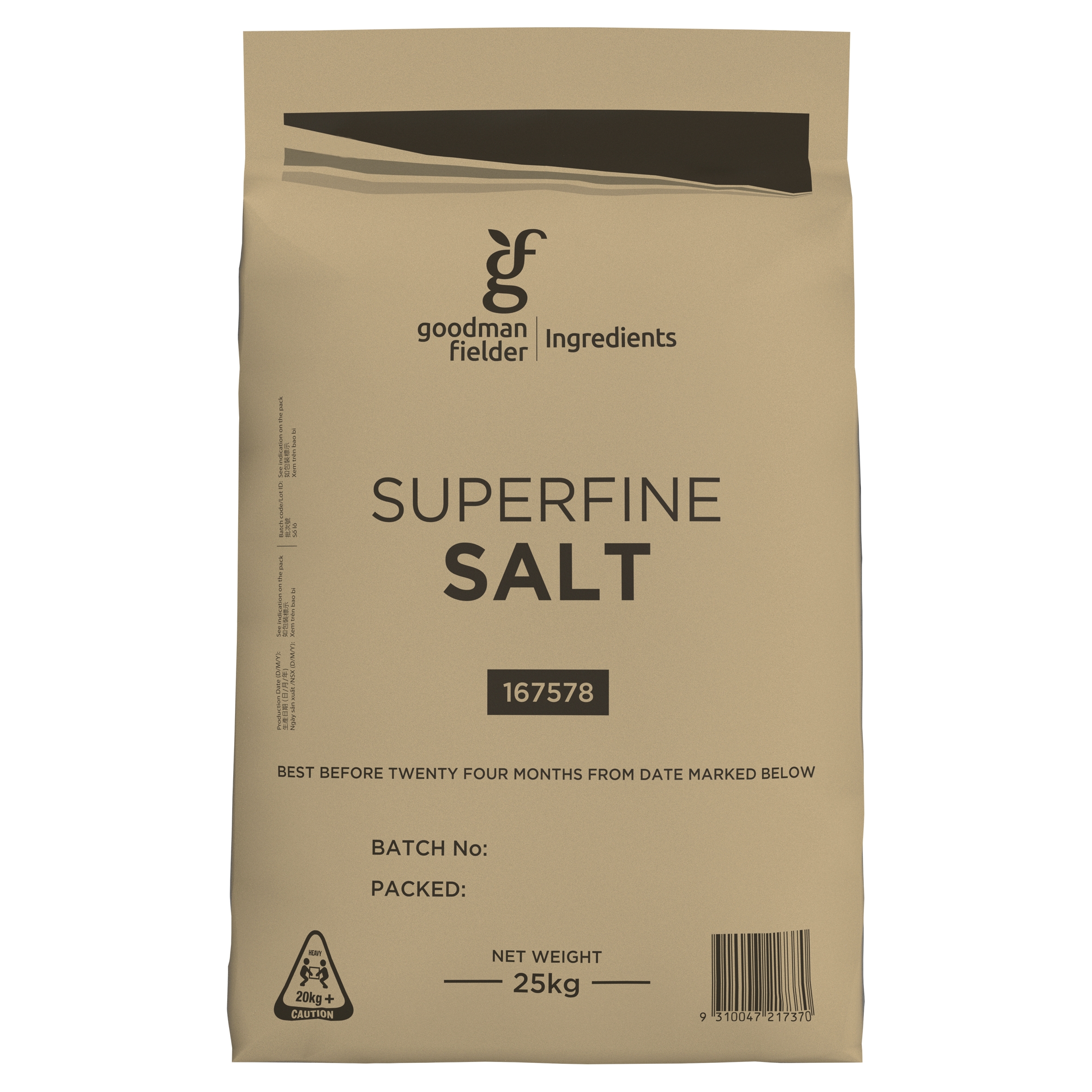 Goodman Fielder Ingredients Superfine Salt 25kg