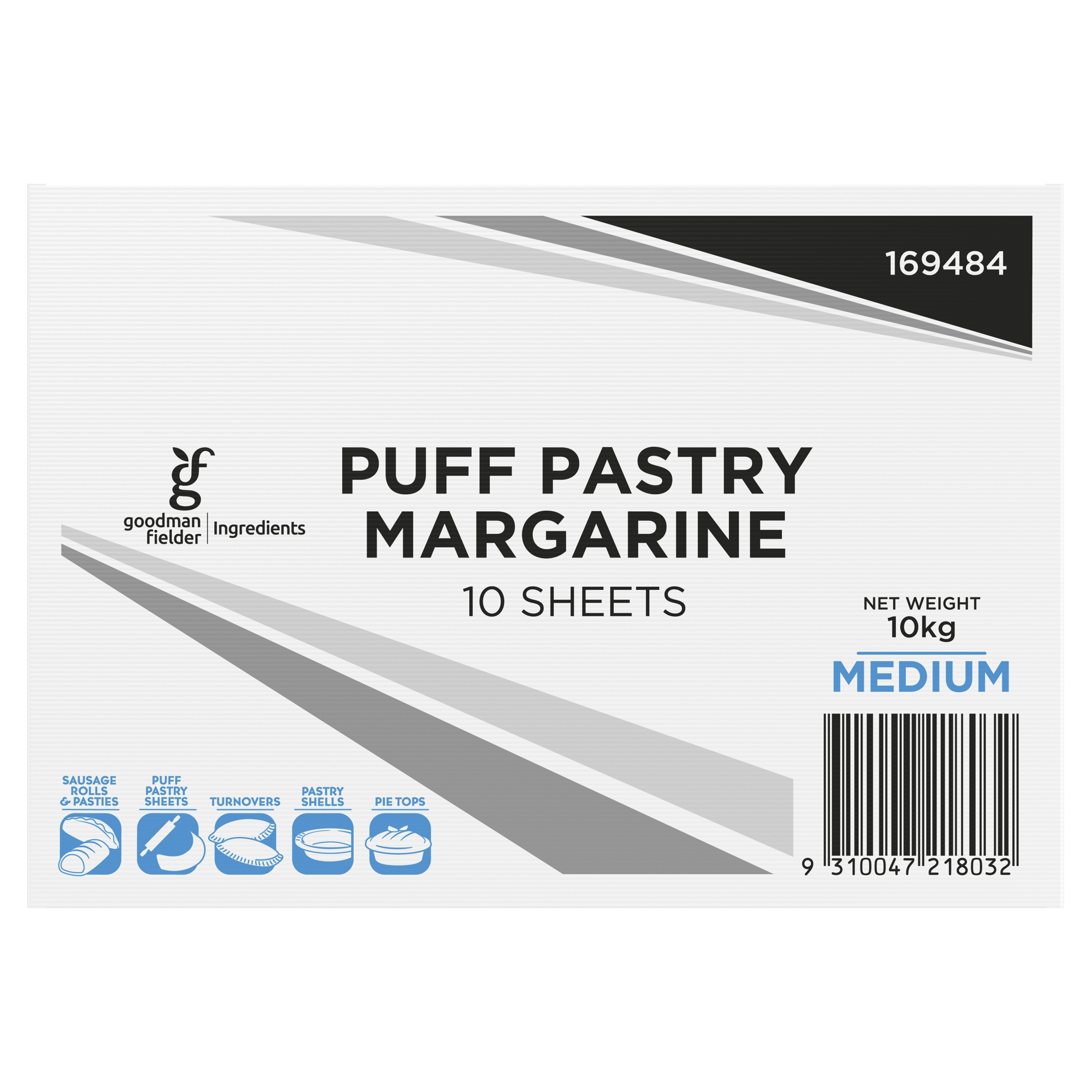 Goodman Fielder Ingredients 10 Puff Pastry Margarine Medium Sheets 10kg product photo