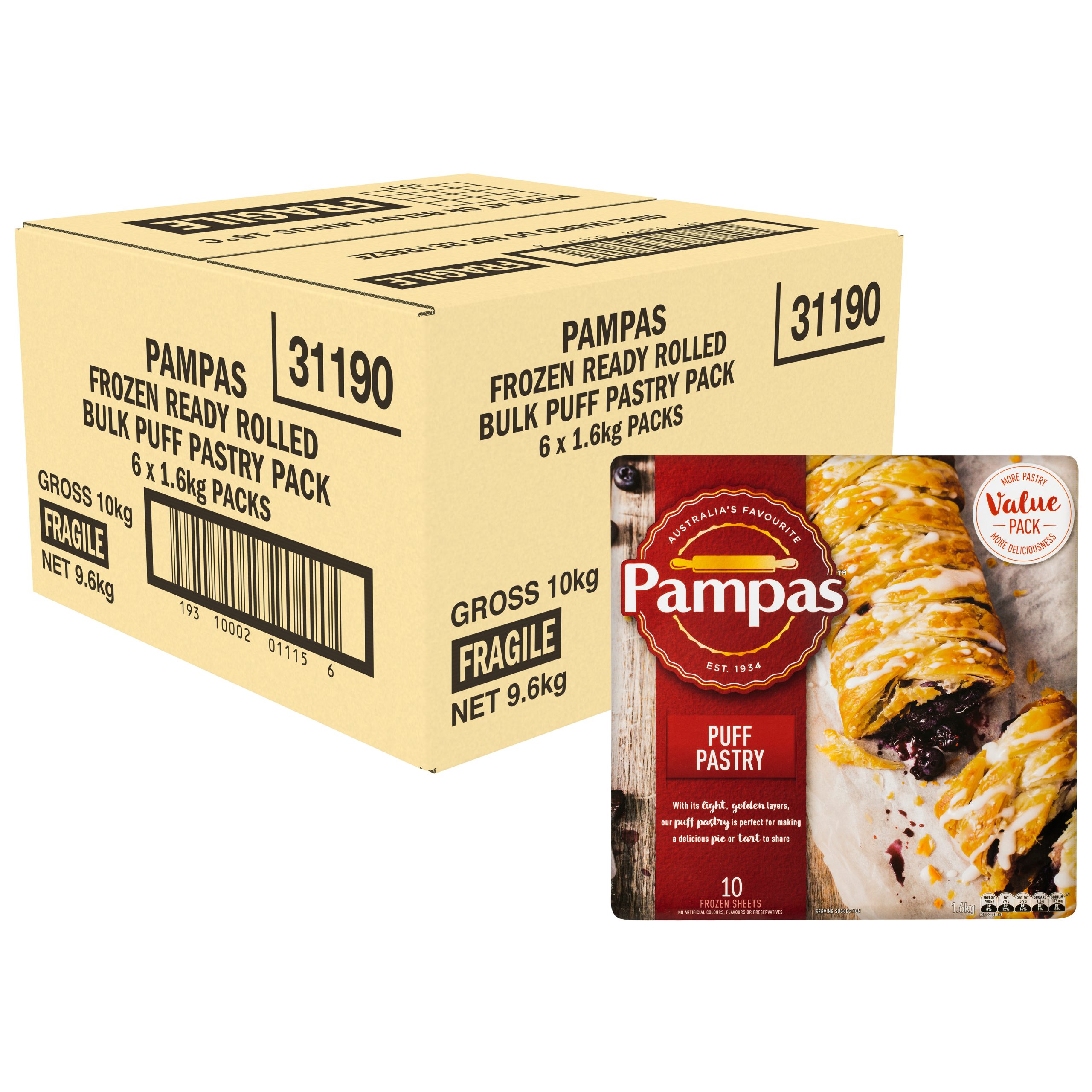 Pampas Puff Pastry Frozen 1.6 kg x 6 product photo