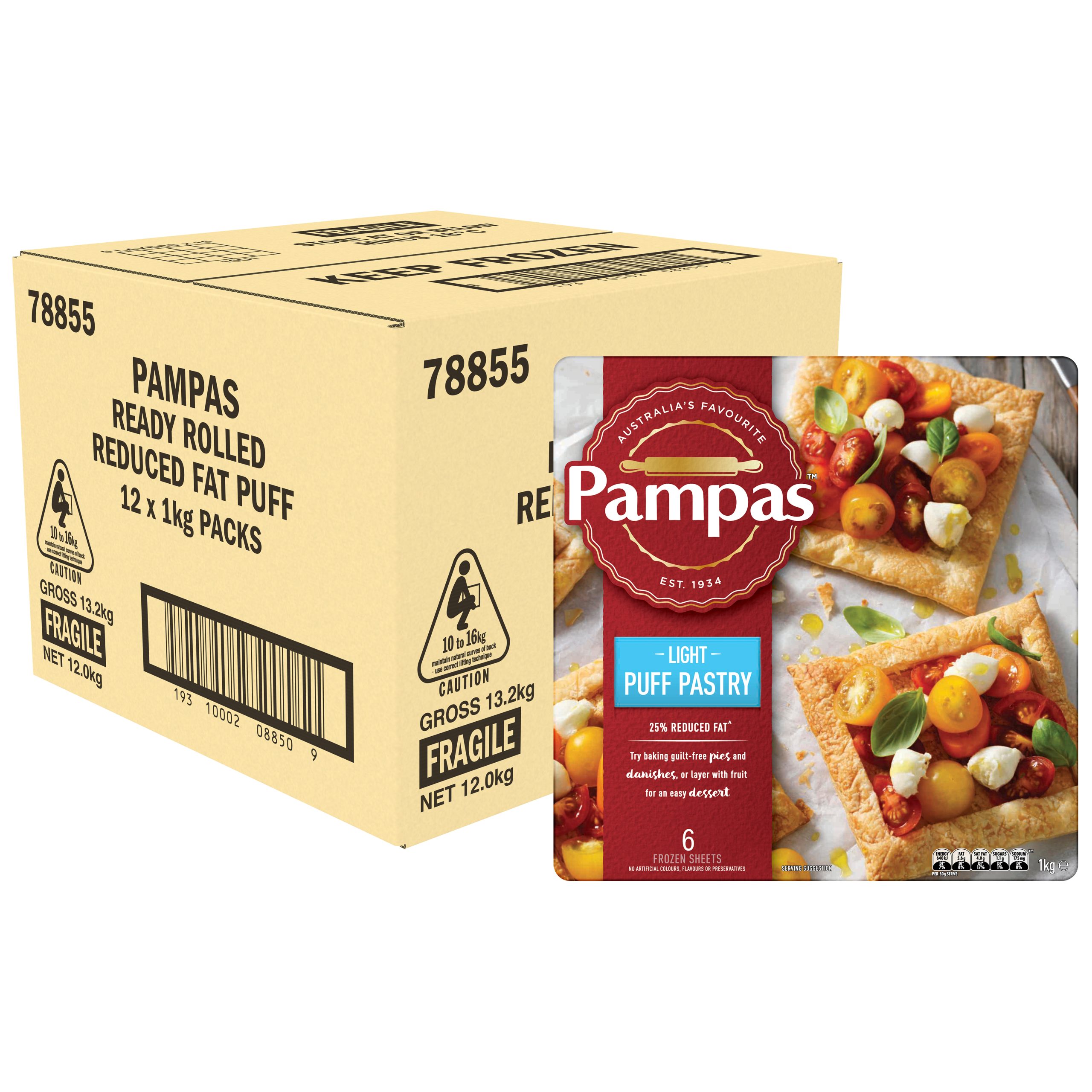 Pampas 6 Light Puff Pastry Sheets 12 x 1kg product photo