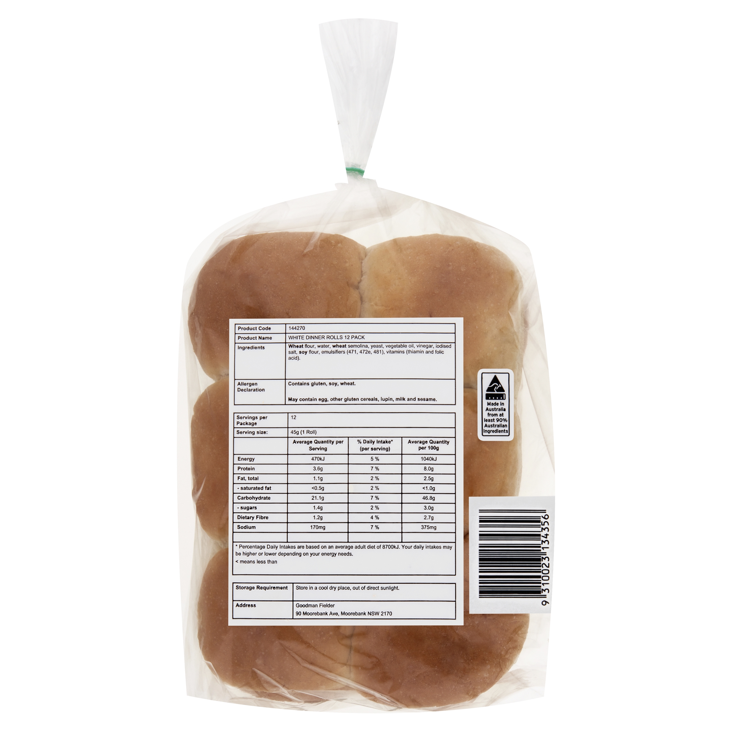 Unbranded Roll Dinner White 2.5i P12 540 g product photo